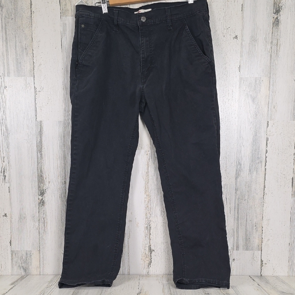 Levi Strauss Signature Faded Black Athletic Fit Twill Pants Size 36 X 32 FLAW
